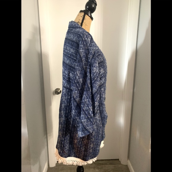 Michael Kors Blue Print Fringe Jacket - Picture 6 of 8